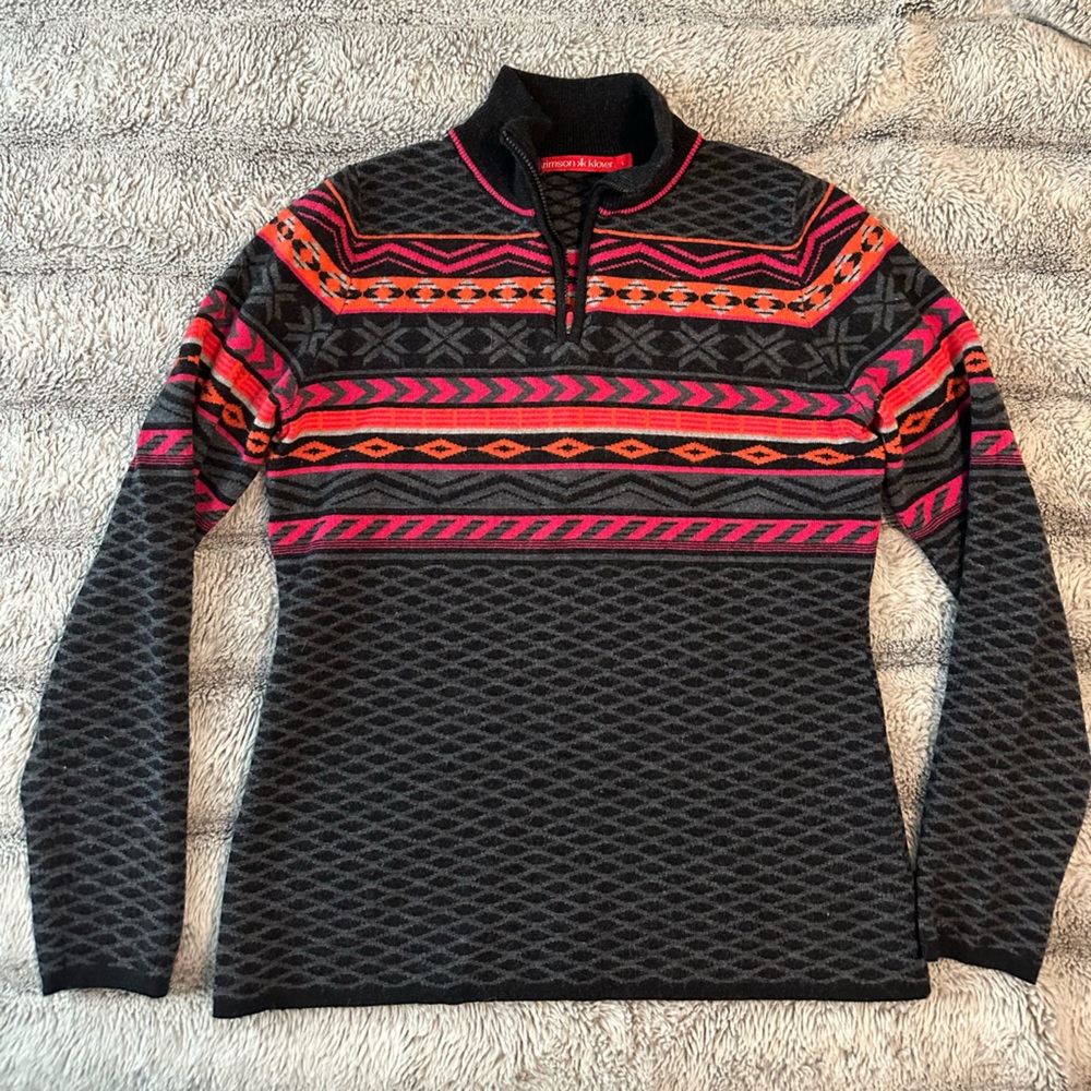 Krimson Klover Black and Pink Patterned Sweater